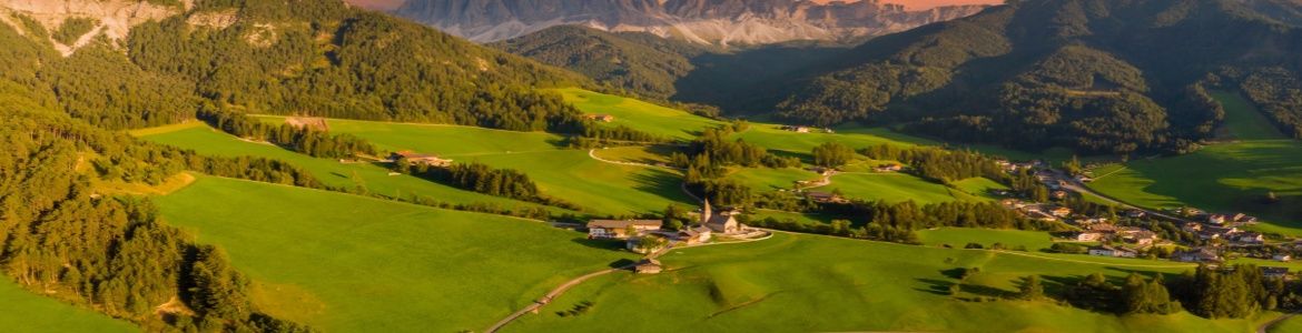 Aerial view of the houses of the funes valley