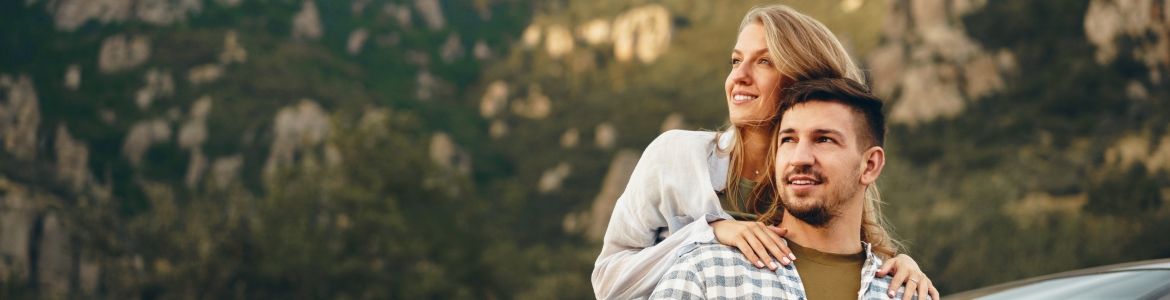 young couple on a romantic trip 