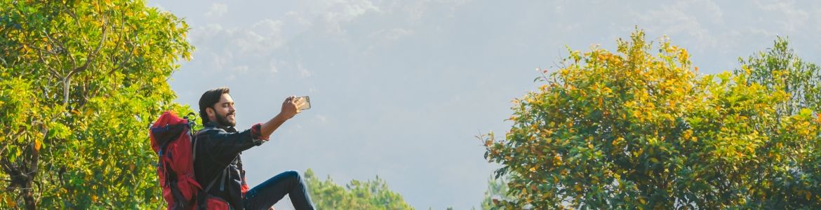 Man taking a selfie in nature 